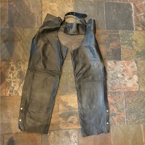 GENUINE LEATHER Black Leather chaps 3X